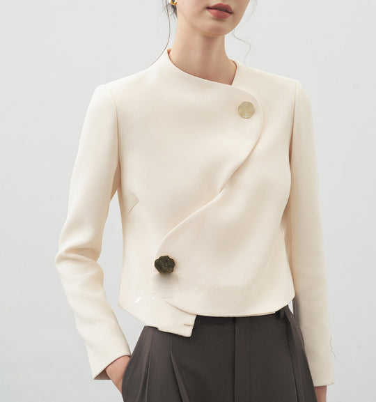 Damen Elegante cropped Blazerjacke mit asymmetrischem Schnitt Nord Taschen
