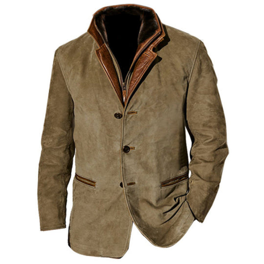 Herren Wildleder-Sakko mit herausnehmbarer Leder-Innenweste Nord Taschen