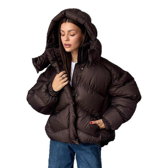Damen Kurz-Pufferjacke mit Thermofüllung, Oversize-Kapuze & verdecktem Zweiwege-Reißverschluss Nord Taschen