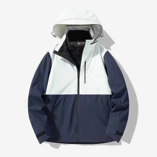 Herren Wasserdichte technische Softshell-Hybridjacke mit integriertem Fleecefutter und verstellbarer Kapuze Nord Taschen