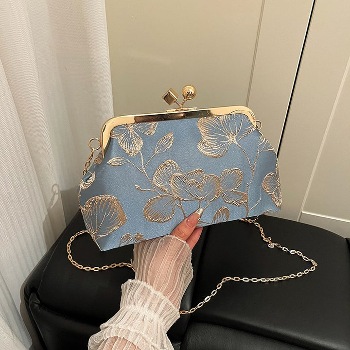 Damen elegante Umhängetasche mit floralem Stickmuster Nord Taschen