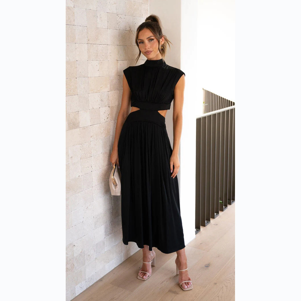 Damen Maxi-Kleid mit schickem Stehkragen und elegantem Cut-Out