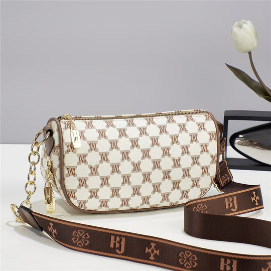 Damen elegante Umhängetasche mit feinem Monogramm und abnehmbarem Schulterriemen Nord Taschen