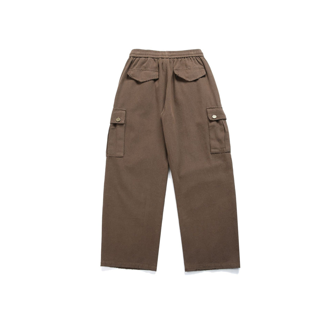Damen High‑Waist Cargo‑Hose mit weitem Bein, elastischem Bund und Pattentaschen Nord Taschen