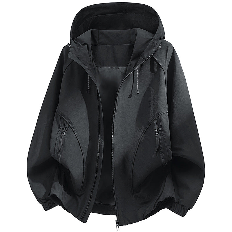 Herren Kapuzen-Utility-Softshelljacke mit Oversize-Schnitt, Reißverschlusstaschen und elastischem Saum Nord Taschen