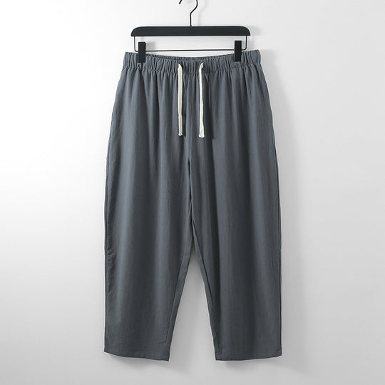 Unisex Leichte Baumwoll-Leinen Freizeithose mit elastischem Bund und Tunnelzug Nord Taschen