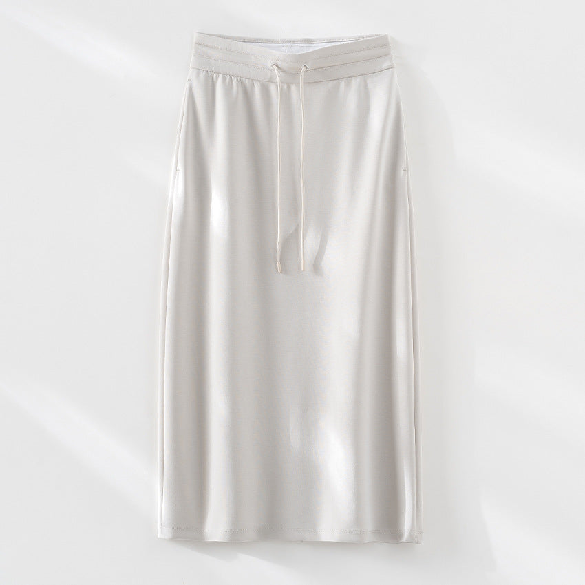Damen Jersey-Midirock mit elastischem Tunnelzugbund und geradem Fall Nord Taschen