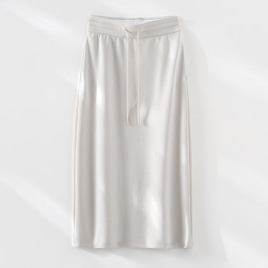 Damen Jersey-Midirock mit elastischem Tunnelzugbund und geradem Fall Nord Taschen