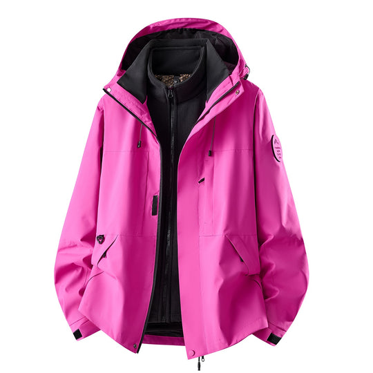 Damen Dreiteilige wasserdichte Outdoorjacke mit abnehmbarem Fleece-Innenlayer Nord Taschen