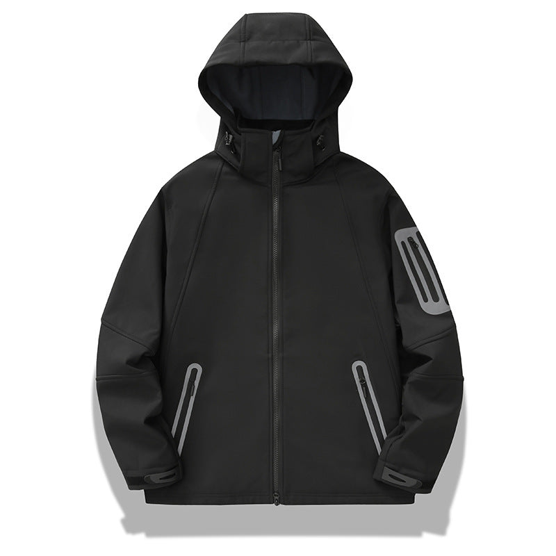 Herren wasserabweisende Softshelljacke mit Kapuze, verschweißten Reißverschlüssen und Fleecefutter Nord Taschen