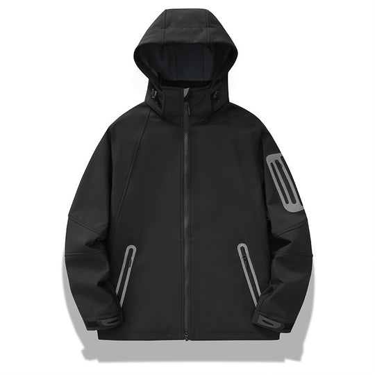 Herren wasserabweisende Softshelljacke mit Kapuze, verschweißten Reißverschlüssen und Fleecefutter Nord Taschen