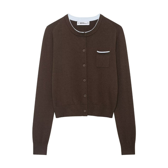 Damen Cardigan mit kontrastfarbener Knopfleiste und zweifarbigen Ärmeln Nord Taschen