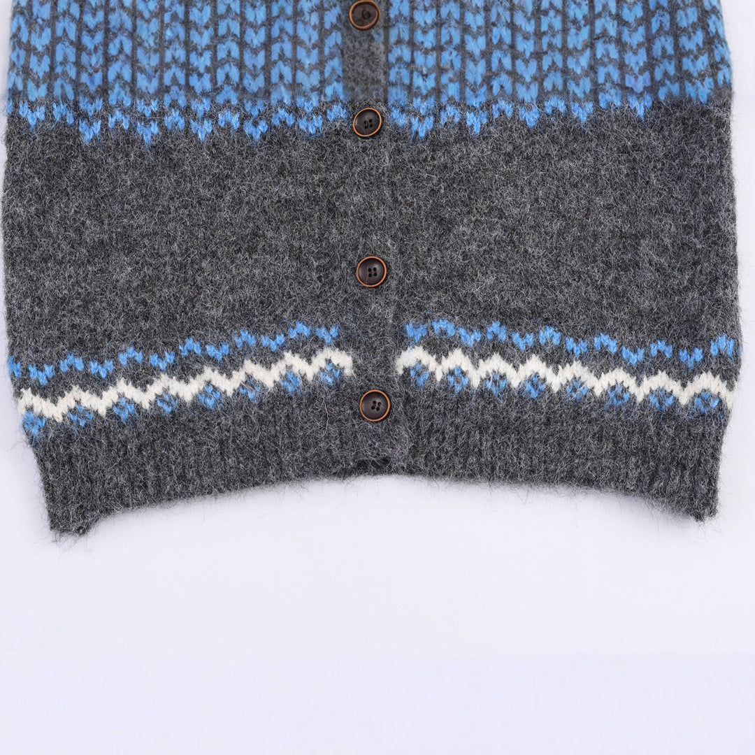 Damen Strick-Cardigan mit Norwegermuster und hohem Rollkragen Nord Taschen