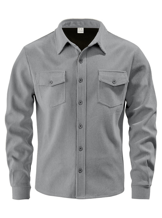 Herren Kordhemdjacke aus breitem Cord mit Pattentaschen und Hemdkragen Nord Taschen