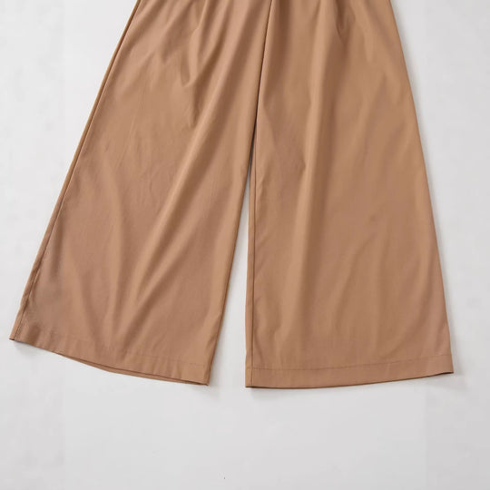 Damen Hochtaillierte Palazzo-Hose mit Bundfalten und Taillengürtel Nord Taschen