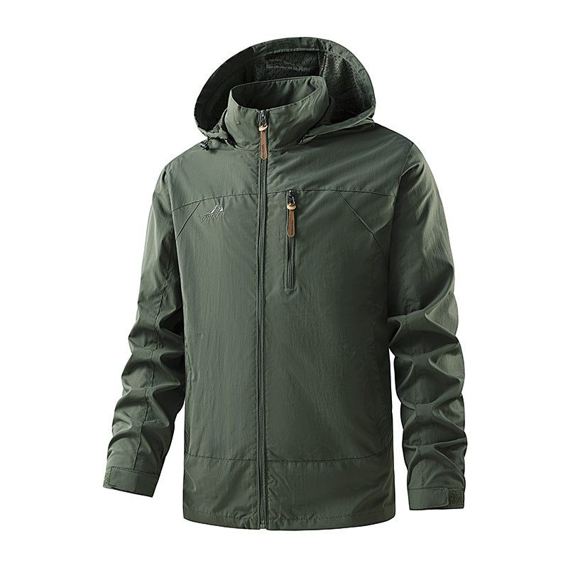 Herren Ultraleichte Outdoor-Kapuzenjacke mit Mesh-Innenfutter, Brustreißverschluss und verstellbaren Bündchen Nord Taschen