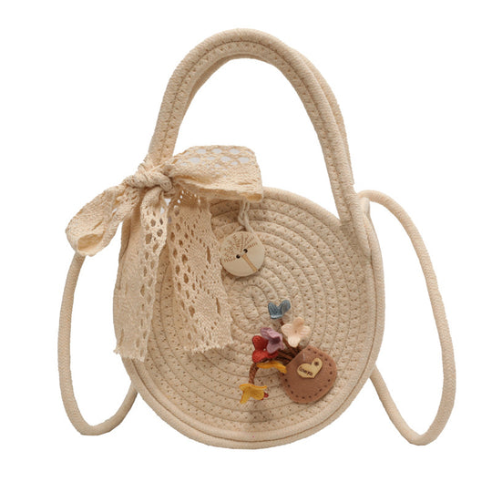 Damen Jute-Umhängetasche mit floralen Applikationen Nord Taschen