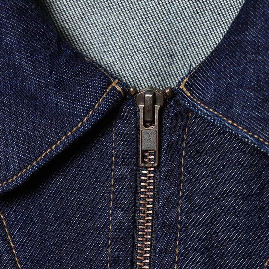 Damen Cropped Jeansjacke mit Reißverschluss, taillierter Tunnelzug und Pattentaschen Nord Taschen