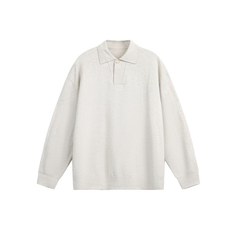 Herren Lockerer Strick-Polo-Pullover mit Knopfblende und Oversize-Schnitt Nord Taschen