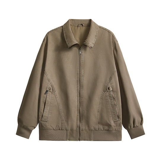 Herren leichte Baumwoll-Twill Übergangsjacke mit Reißverschluss und Ballonärmeln Nord Taschen