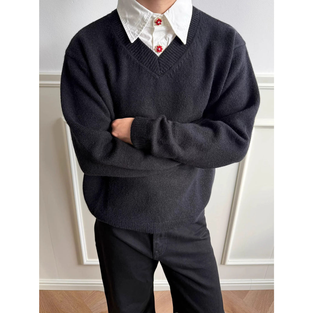 Herren Klassischer V-Ausschnitt Pullover Nord Taschen