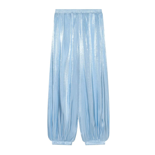 Damen Plissierte glänzende High‑Waist Palazzo-Jogger Nord Taschen