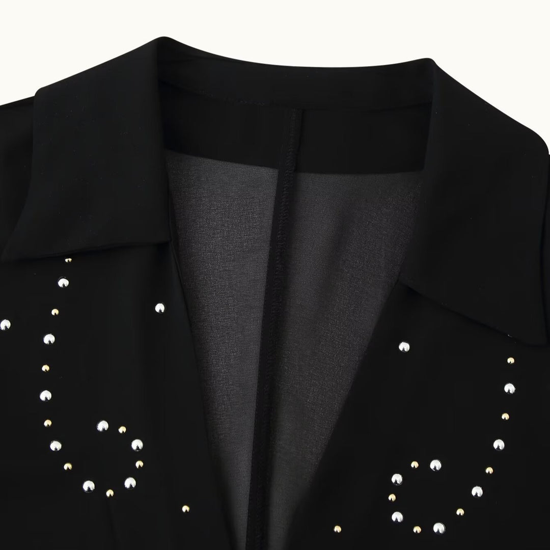 Damen Chiffon-Bluse mit Paillettenbesatz, tiefem V‑Ausschnitt und dekorativen Bindebändern Nord Taschen