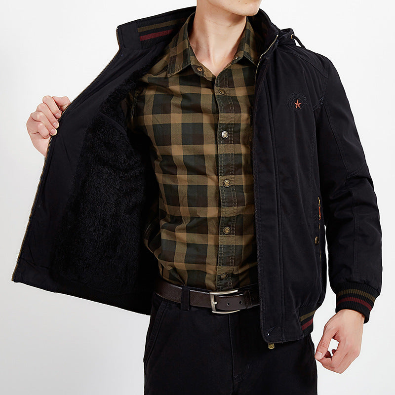Herren Leichtgewichtige Utility-Bomberjacke mit Teddyfutter und Kapuze Nord Taschen