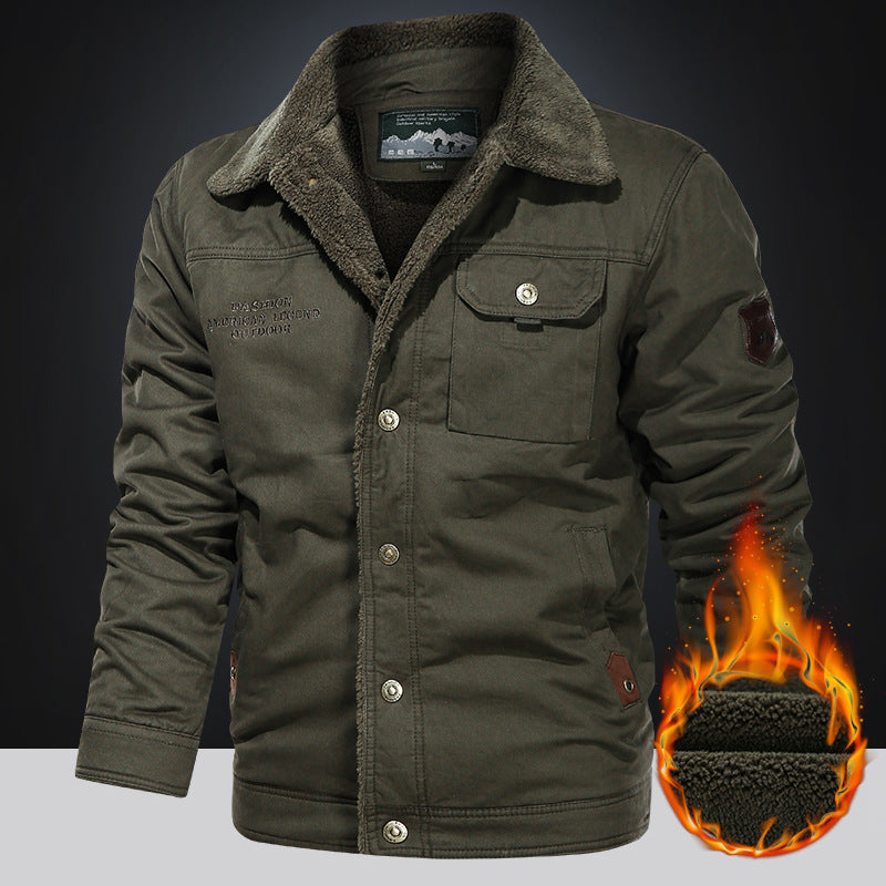 Herren  gefütterte Canvas-Fieldjacke mit Teddyfutter, Brustklappe und Druckknopffront Nord Taschen