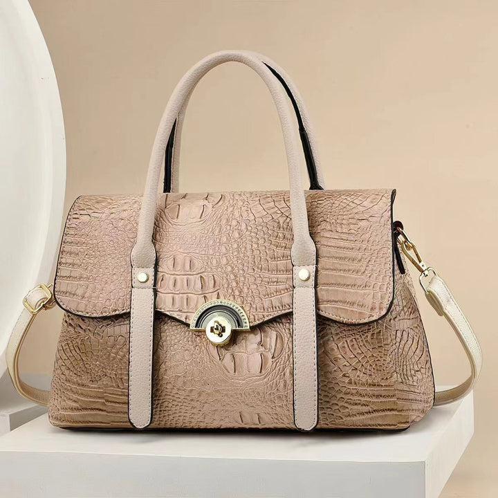 Damen edle Handtasche mit Schlangenlederoptik und klappbarem Überschlag Nord Taschen