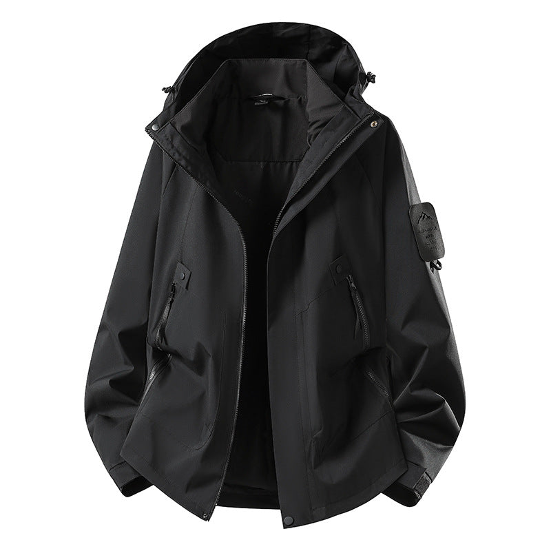 Herren Zwei-in-eins Wetterschutzjacke mit abnehmbarer Steppweste und verstellbarer Kapuze Nord Taschen