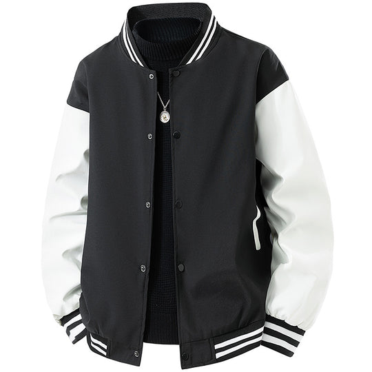 Herren College-Bomberjacke im Retro-Varsity-Design mit Druckknopffront, kontrastärmeln und gerippten Streifenbündchen Nord Taschen