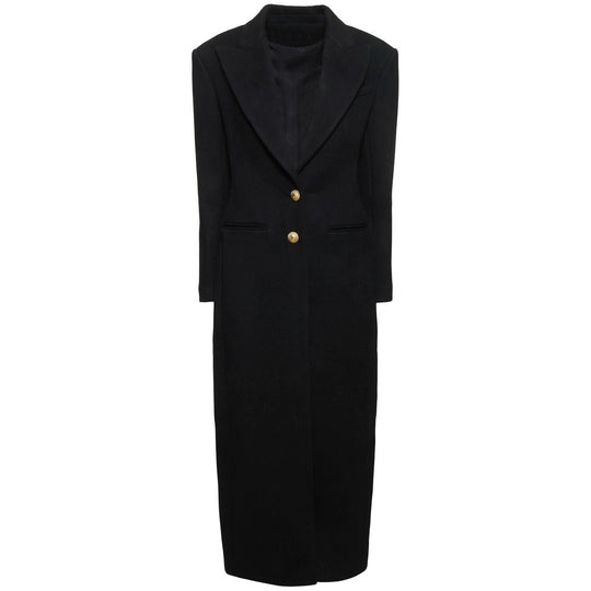 Damen Maxi-Mantelkleid mit markanter Schulterpartie und goldenen Zierknöpfen Nord Taschen