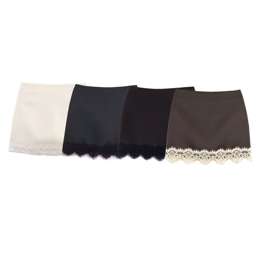 Damen eleganter Rock mit Spitzenbesatz