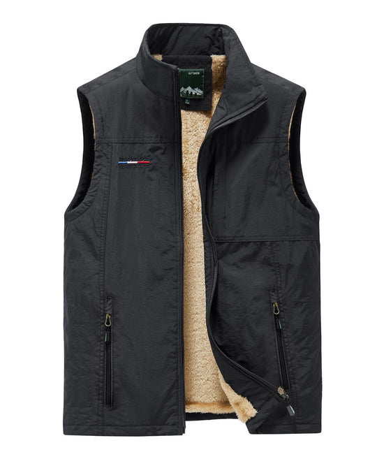 Herren Thermo-Ärmellose Weste mit Teddyfutter und Reißverschluss Nord Taschen