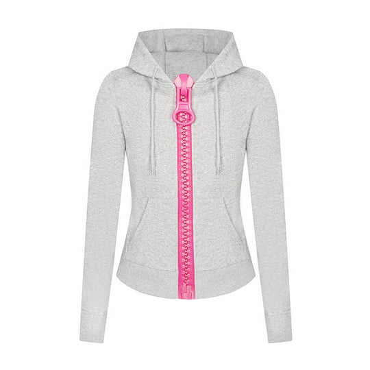 Damen Kapuzen-Sweatjacke mit markantem Zierreißverschluss und Kängurutasche Nord Taschen