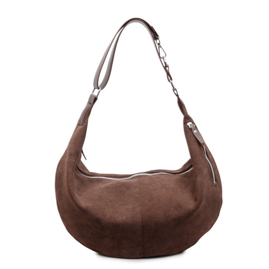 Damen Hobo-Tasche aus weichem Veloursleder mit praktischen Reißverschlusstaschen Nord Taschen