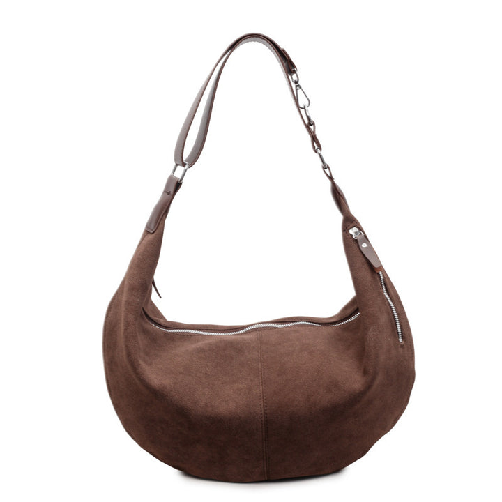 Damen Hobo-Tasche aus weichem Veloursleder mit praktischen Reißverschlusstaschen Nord Taschen