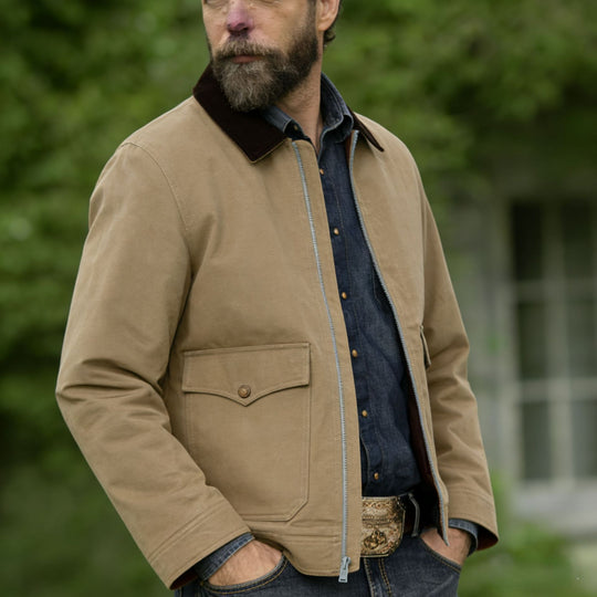 Herren robuste Canvas-Fieldjacke mit Cordkragen und aufgesetzten Pattentaschen Nord Taschen