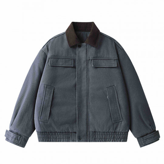 Herren Oversized Canvas-Blouson mit Cordkragen, verdeckter Frontleiste und gerafftem Saum Nord Taschen