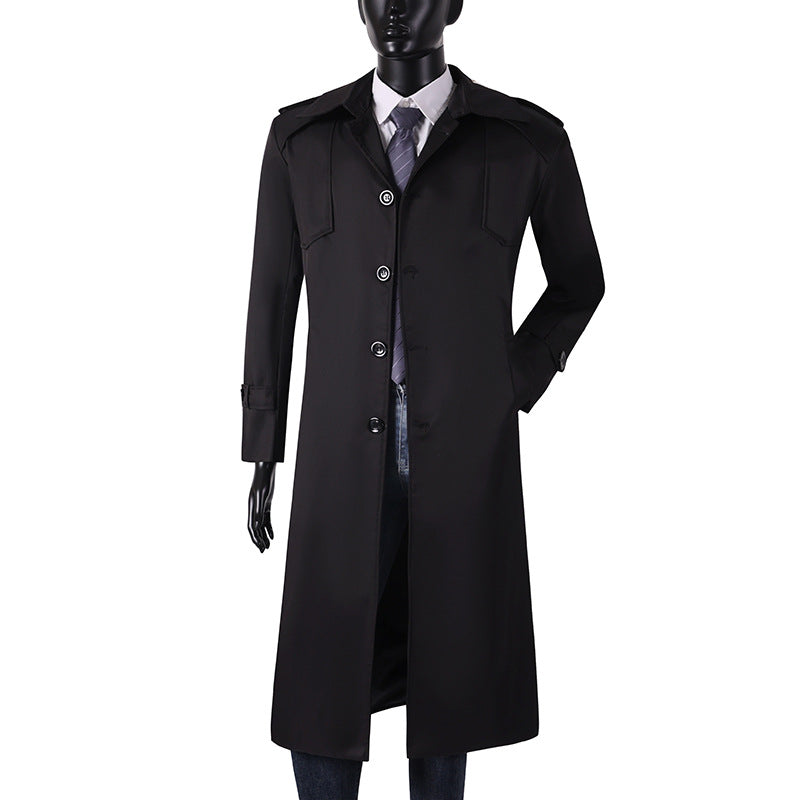 Herren Lang geschnittener Trenchcoat mit klassischem Revers und wasserabweisendem Finish Nord Taschen