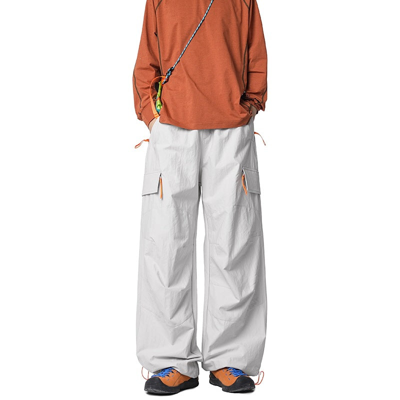 Herren Weite Funktions-Nylonhose mit Tunnelzugbund, Utility-Taschen & Baggy-Silhouette Nord Taschen