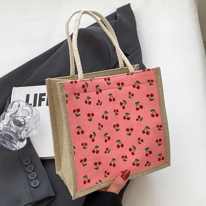 Damen Jute-Tasche mit buntem Blumenmuster Nord Taschen
