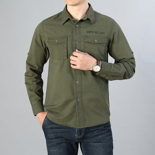 Herren Military-Hemd mit Brusttaschen, Ärmelrollfunktion und Off-Road-Print Nord Taschen
