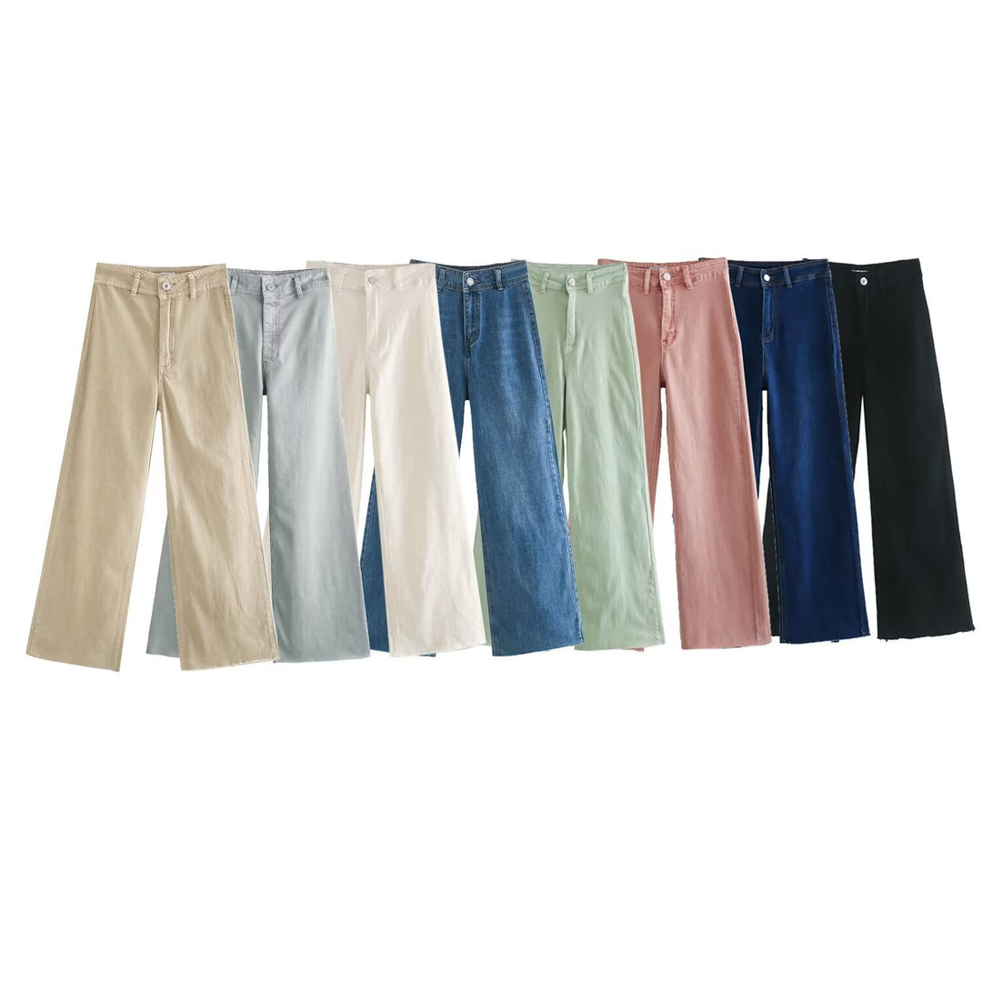 Damen weite High‑Waist Worker‑Hose mit aufgesetzten Gesäßtaschen Nord Taschen