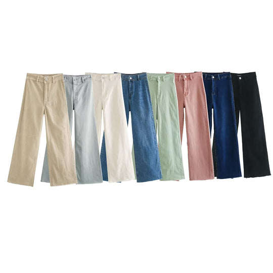 Damen weite High‑Waist Worker‑Hose mit aufgesetzten Gesäßtaschen Nord Taschen
