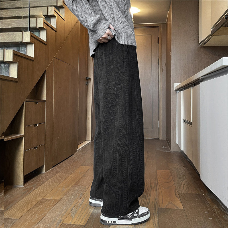 Herren Weit geschnittene Strickhose im Zopfstrick-Lounge-Style Nord Taschen