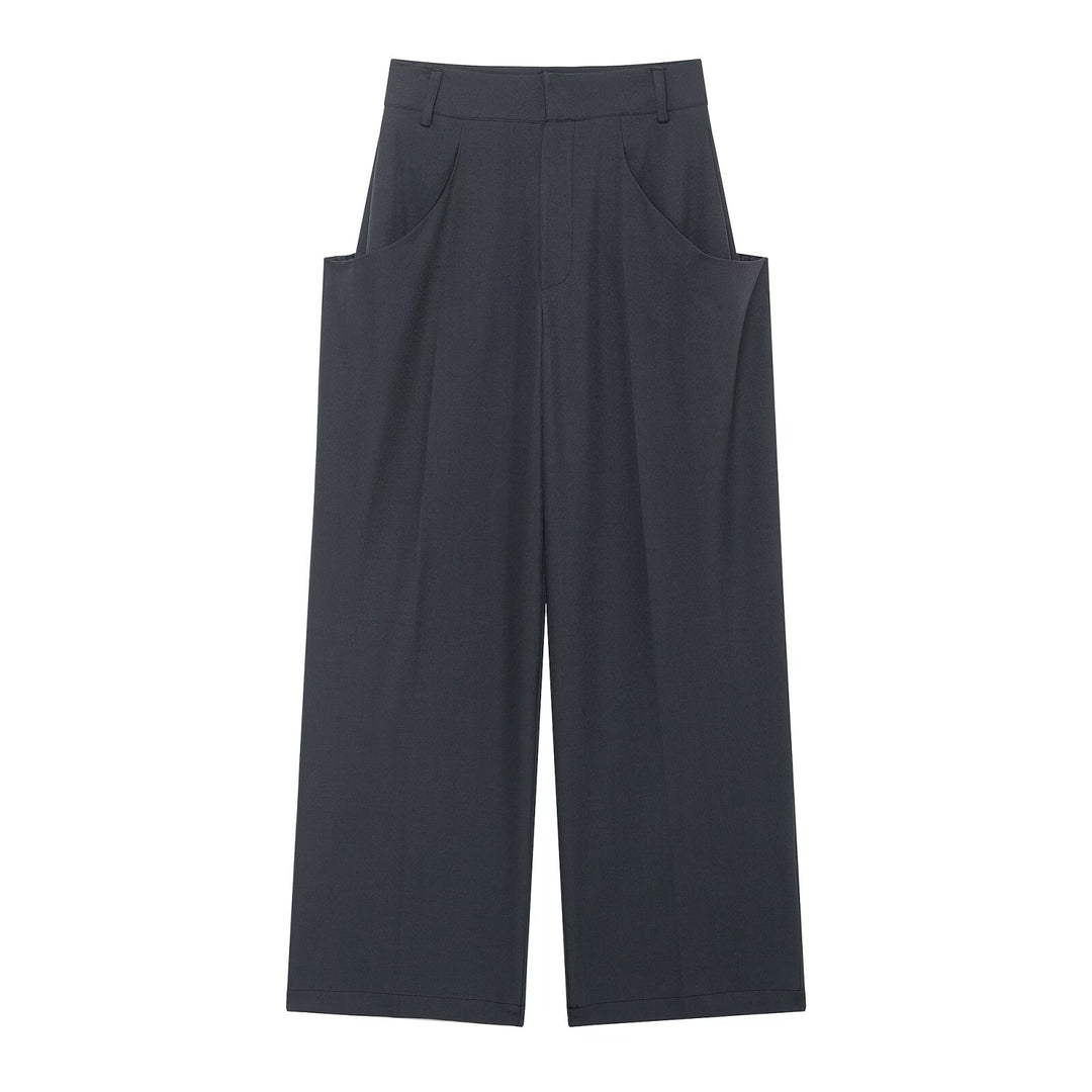 Damen Weite Culotte‑Hose mit hoher Taille und großen aufgesetzten Taschen Nord Taschen
