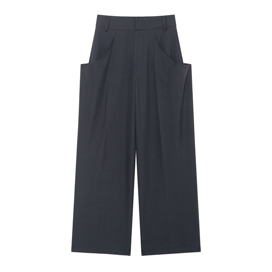 Damen Weite Culotte‑Hose mit hoher Taille und großen aufgesetzten Taschen Nord Taschen