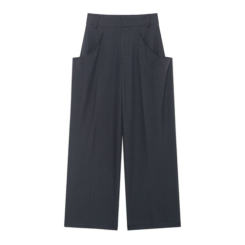 Damen Weite Culotte‑Hose mit hoher Taille und großen aufgesetzten Taschen Nord Taschen